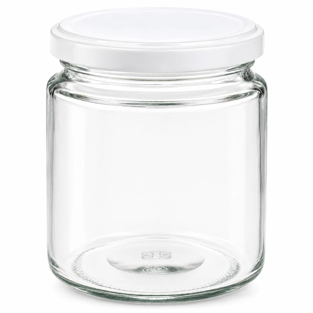 350g Honigglas + BasicSeal Deckel weiß UNiTWIST 250ml Honigglas mit weißem BasicSeal Deckel UNiTWIST, leeres Glasgefäß für Honig und Marmelade