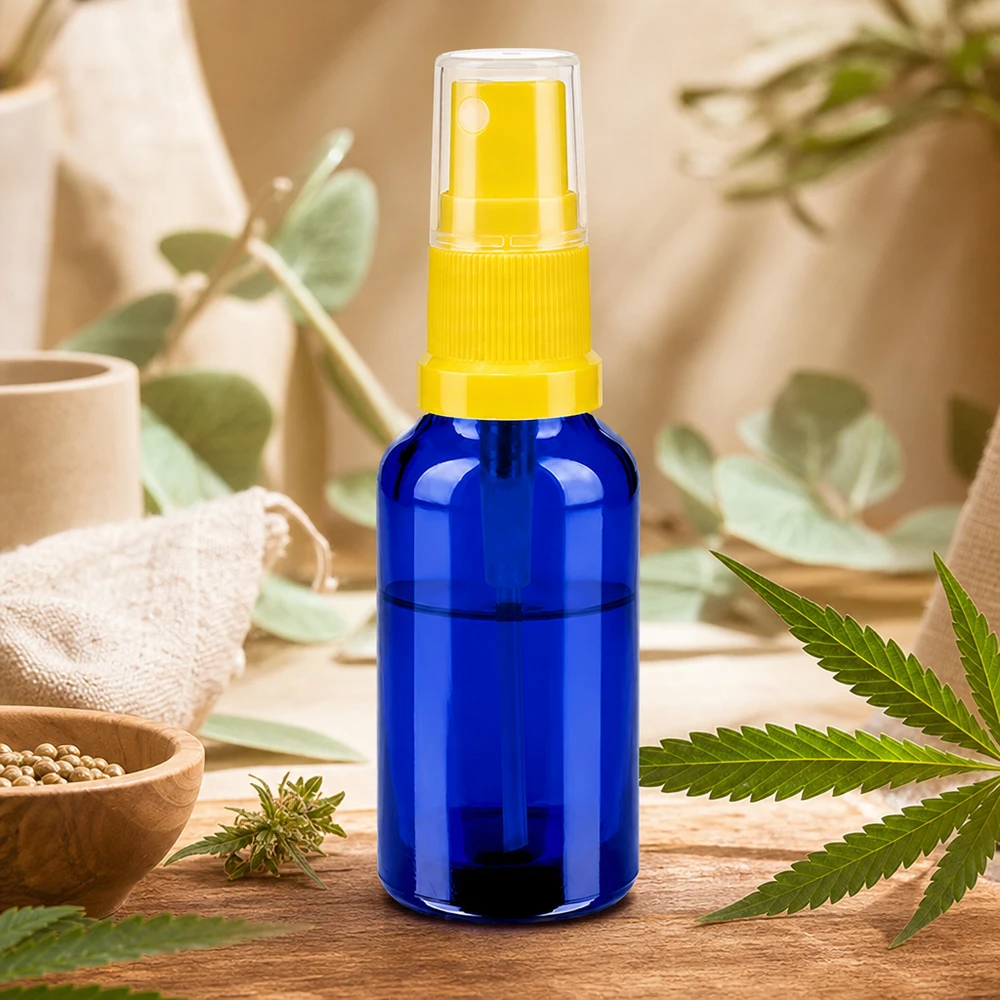 30ml Zerstäuberflasche aus hochwertigem Glas mit kontrastreichem gelb-blauen Design