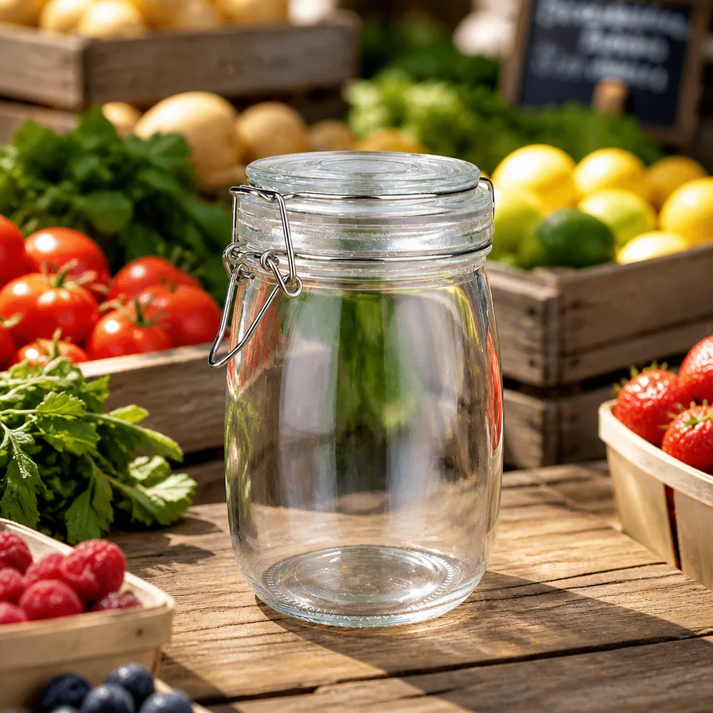 1000ml Vorratsglas mit Silikonring und Bügelverschluss UNiTWIST Professionelles 1000ml Einmachglas mit zuverlässigem Verschluss für Hobbyköche