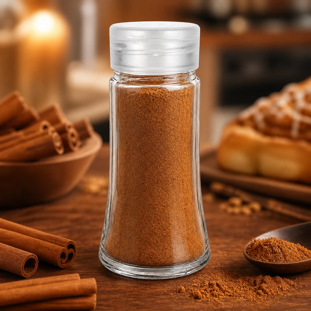 Salz-/Gewürzglas 95ml mit Streuer weiss Nachfüllbares Gewürzglas 95ml mit Streufunktion für Zimt Kaffee und Backgewürze