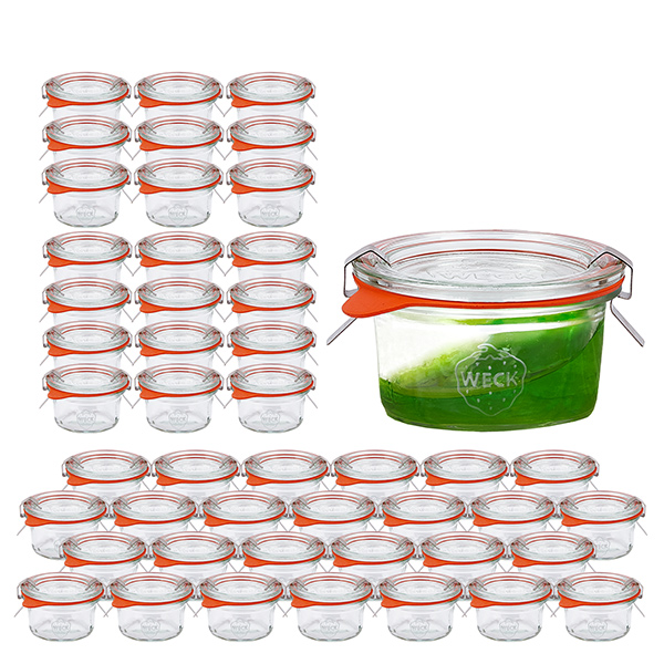 48er Set Weck Gläser 50ml Sturzgläser mit 48 Glasdeckeln, 48