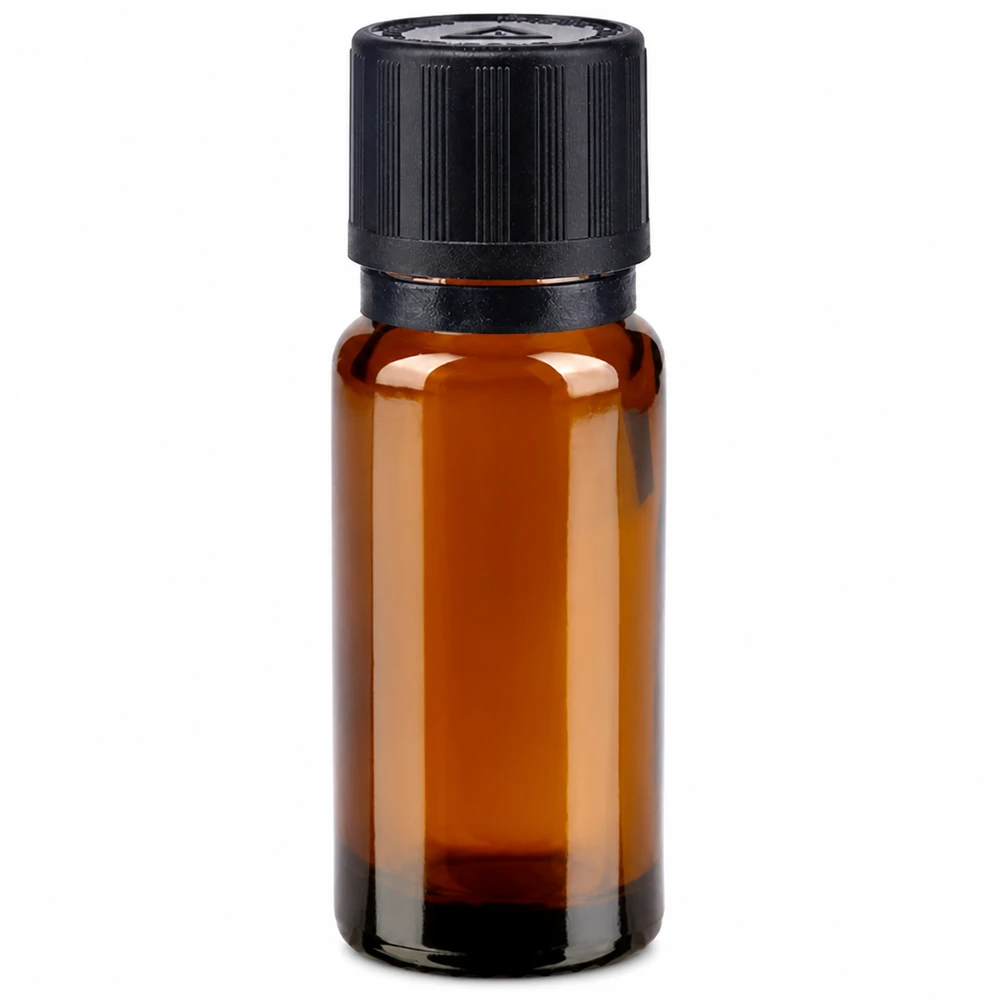 Apothekenflasche braun 10ml Tropfer Giessring 1mm schwarz Kindersicherung Blindenwarnsymbol Originalitätsverschluss Hochwertige 10ml Braunglasflasche mit schwarzem Tropfdeckel und Originalitätssicherung aus Glas