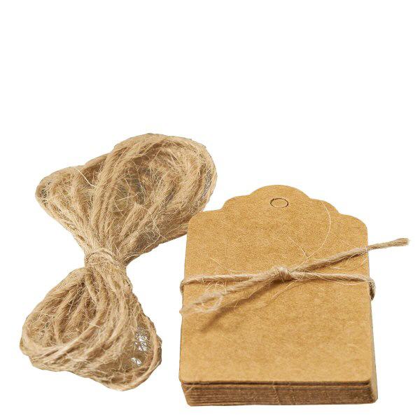 Anhänger 30x50mm mit Kordel (Pack(s) mit 10 Stück) Braune Papieranhänger 30x50mm mit Naturfaser-Kordel 10er Pack für Geschenkverpackung und Basteln