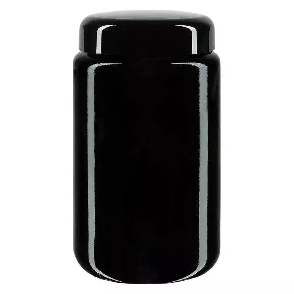 Weithalsdose+ Violettglas 400ml, mit schwarz Deckel