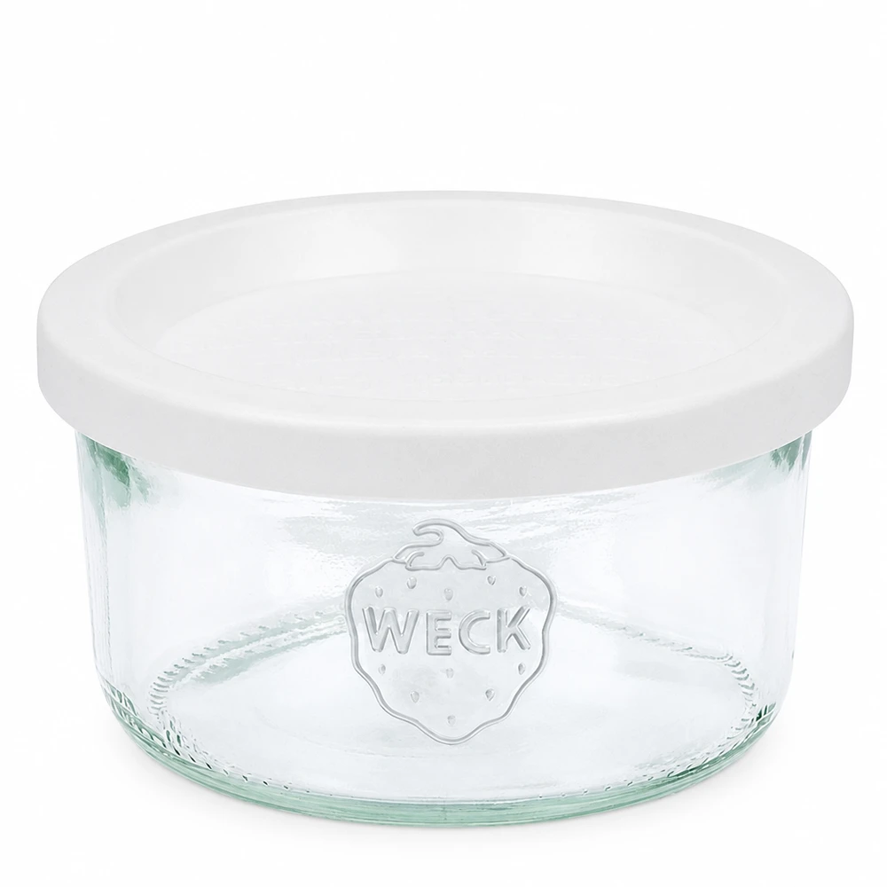 WECK 165ml Sturzglas mit weißem Frischedeckel RR80 Einmachglas aus klarem Glas für Konservierung