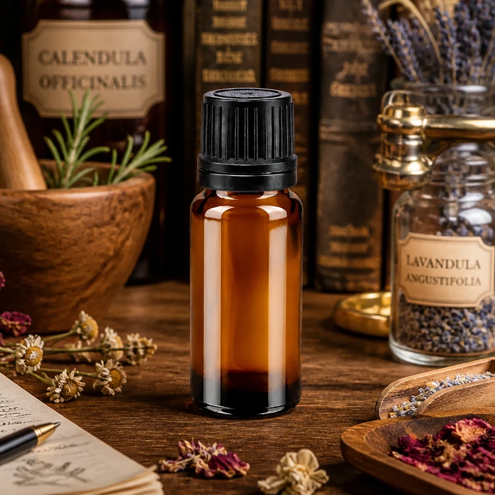 Professionelle Apotheken-Tropfflasche 10ml braun mit präzisem 1mm Tropfeinsatz und OV-Deckel