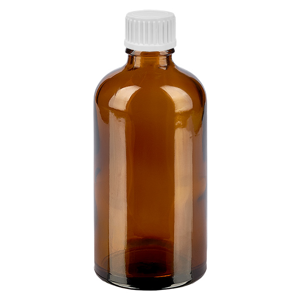 100ml Globuliflasche 3mm Giessring weiß Standardverschluss BrownL. UT18/1