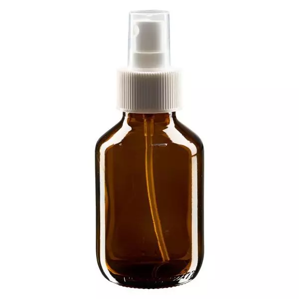 100ml Medizinflasche braun, Pumpzerstäuber weiß ApoGlas