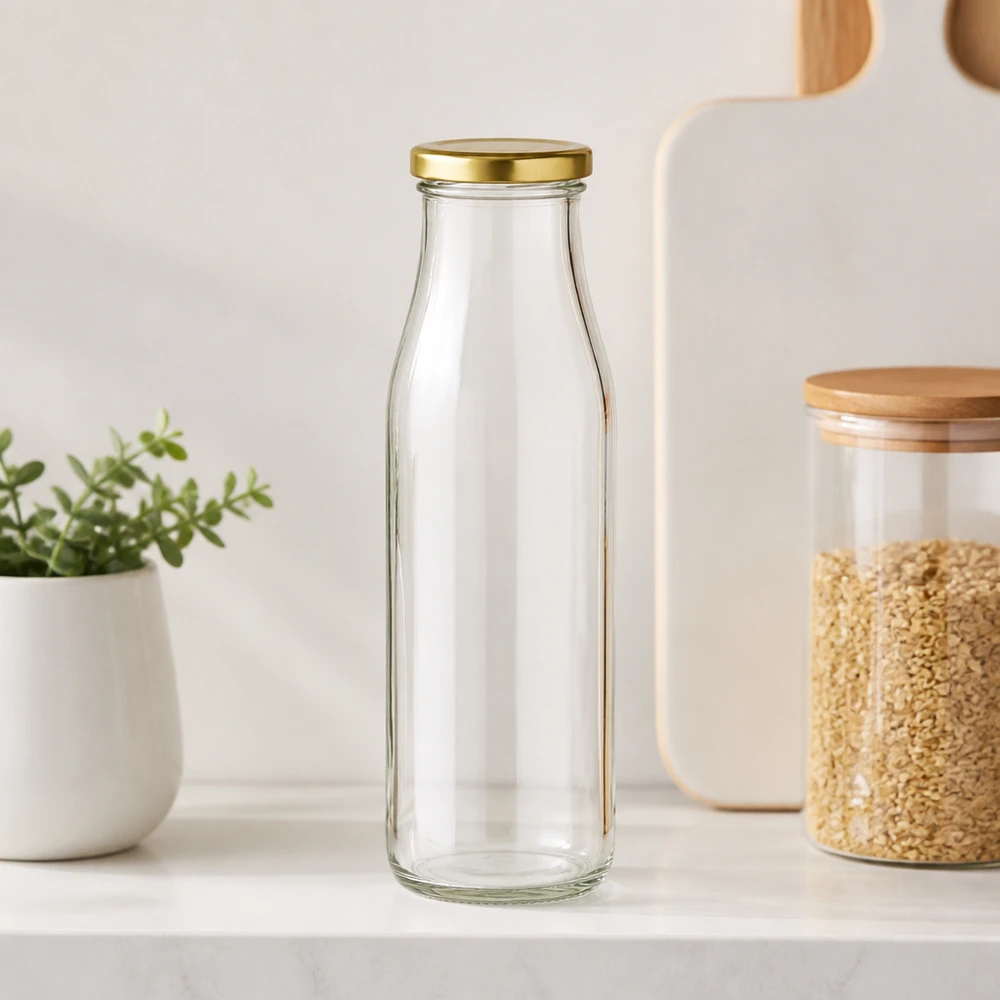 500ml Glasflasche + BasicSeal Deckel gold UNiTWIST