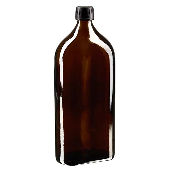 1000 ml Meplat braun Schraubverschluss schwarz Originalitätsverschluss EPE-Scheibe