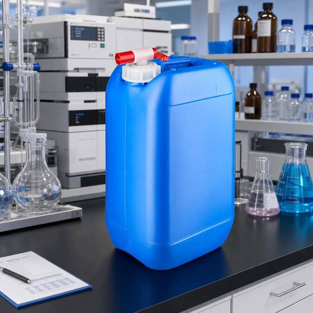 Kanister 15 Liter blau mit Auslaufhahn Blauer 15L Industriekanister mit rotem Auslaufventil für sichere Flüssigkeitsentnahme