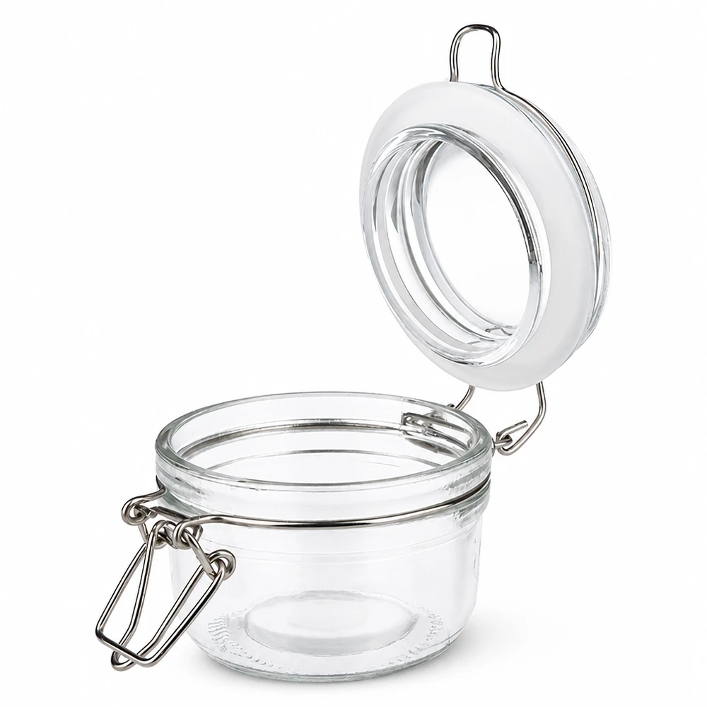 100ml Vorratsbehälter aus Glas mit traditionellem Bügelsystem für optimale Frischhaltung