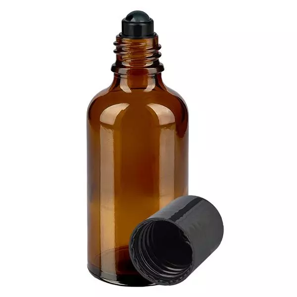 Apothekenflasche braun 50ml Roll-On Verschluss schwarz