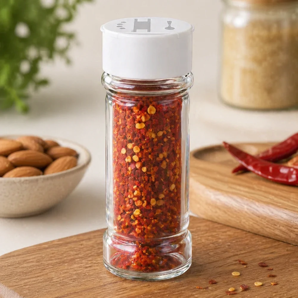 Gewürzglas mit Doppelstreuer 100ml Fassungsvermögen ideal zur Aufbewahrung von Chiliflocken