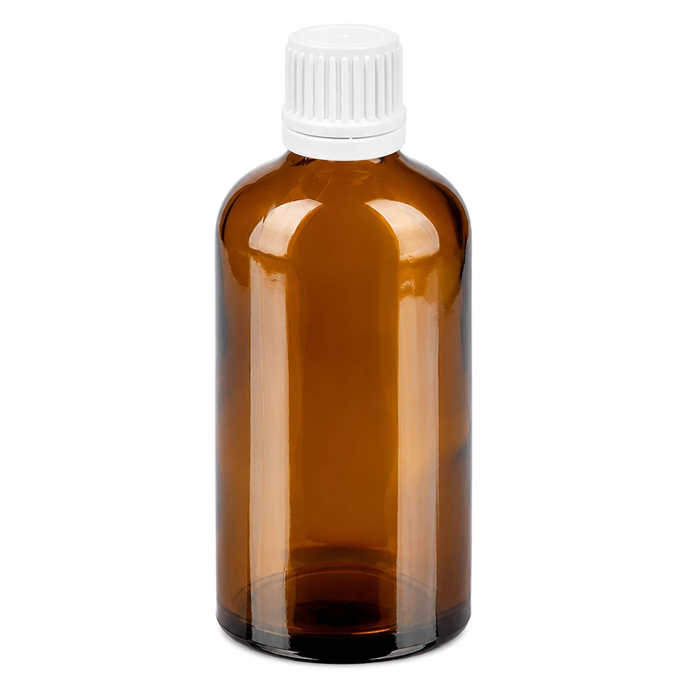 Kompakte 100ml Braunglasflasche mit weißem 11mm Verschluss für pharmazeutische Anwendungen