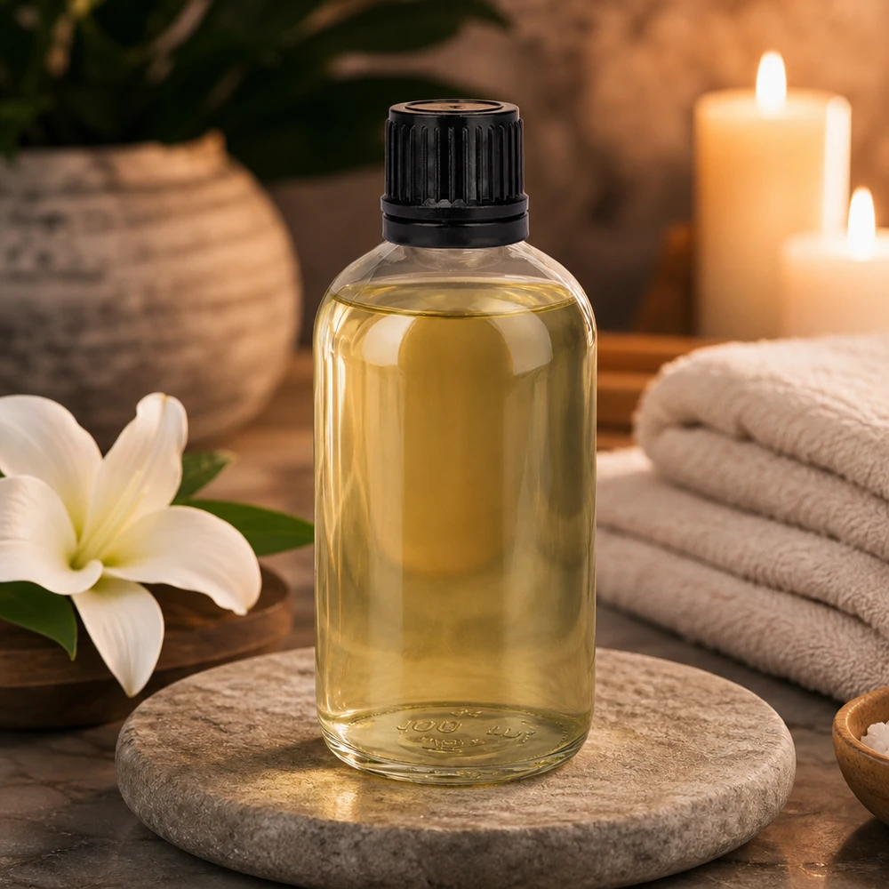 Befüllbare 100ml Ölflasche aus transparentem Glas mit schwarzem Verschluss für Naturheilkunde