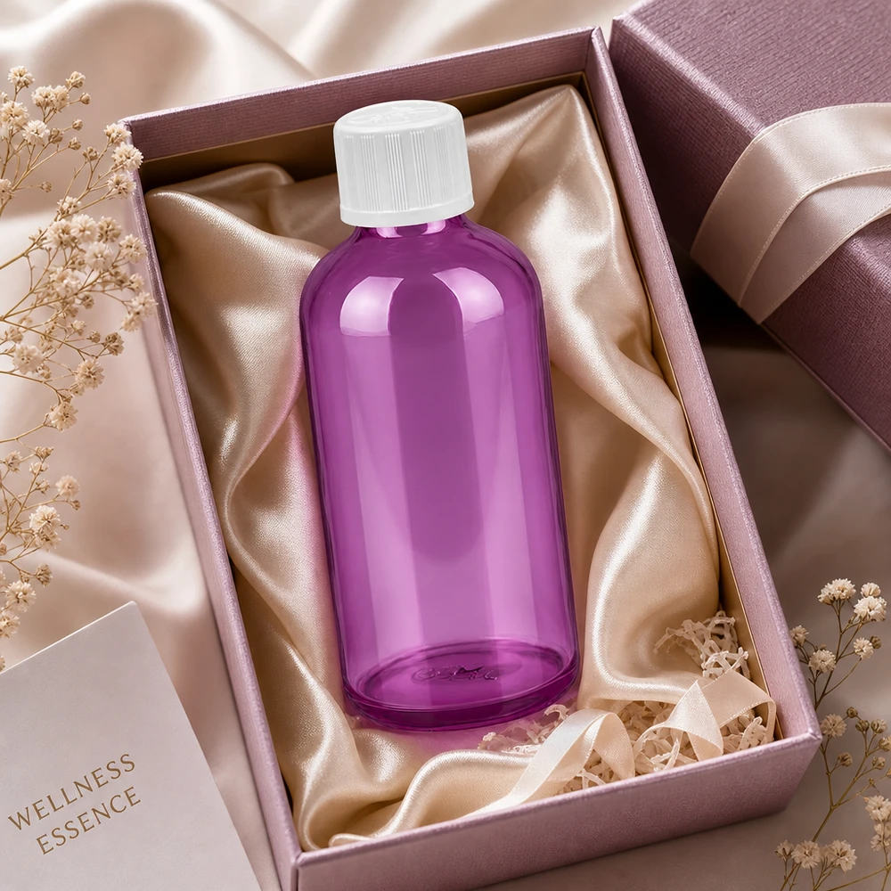 Vielseitige Purple Tropfflasche 100ml mit Kindersicherung perfekt für DIY Kosmetikherstellung