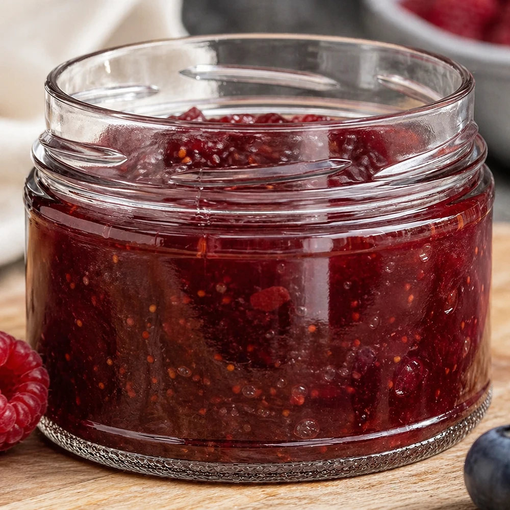 540ml Rundglas ohne Deckel (TO100) UNiTWIST UNiTWIST Runda540 Sturzglas befüllt mit roter Marmelade Konfitüre 540ml TO100 Einkochen Konservieren Anwendung