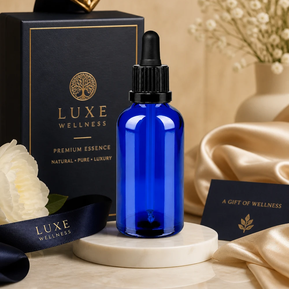 50ml Apothekerflasche aus UV-schützendem Blauglas - optimaler Schutz für natürliche Extrakte