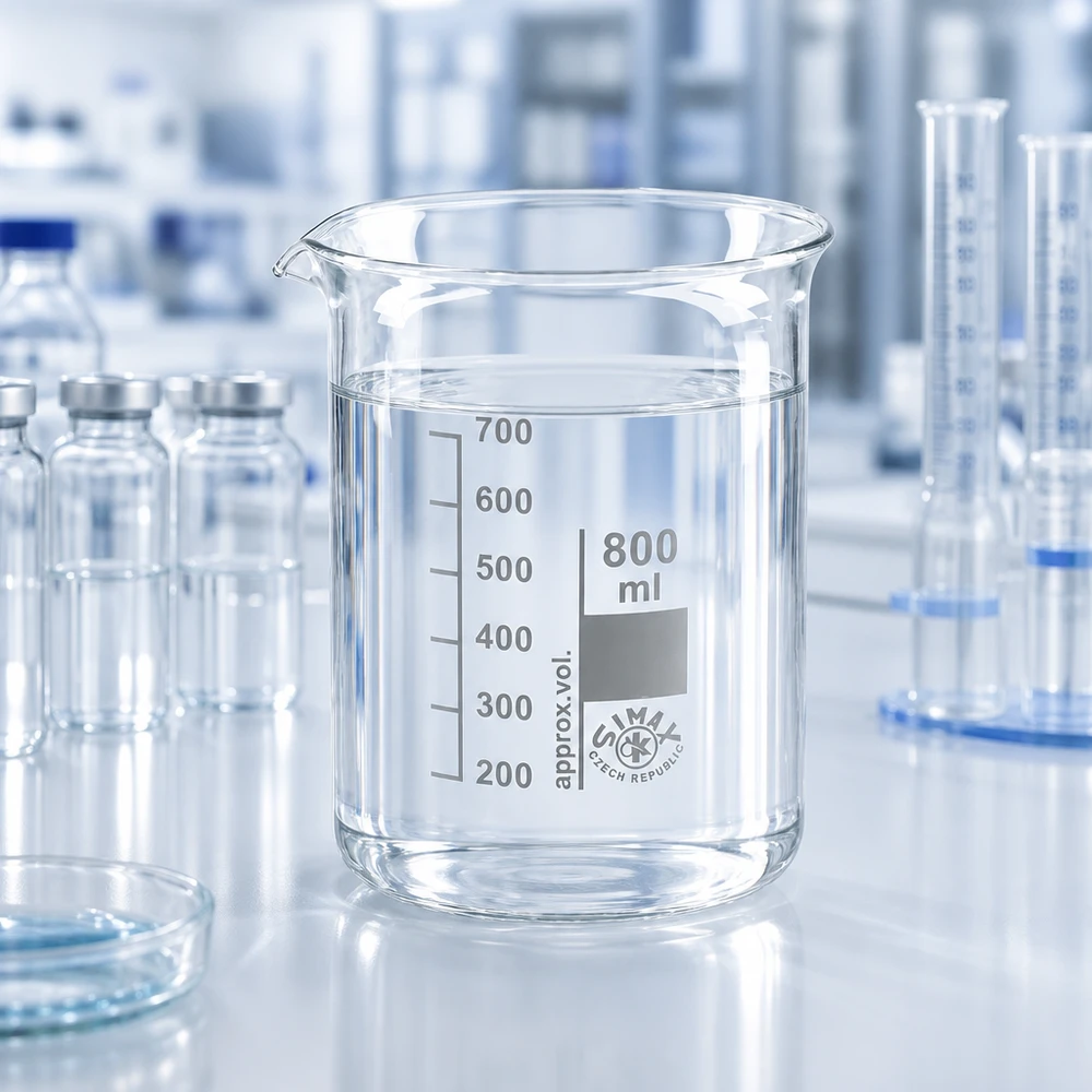 Becherglas 800ml Borosilikatglas, niedrige Form Becherglas 800ml mit ergonomischem Ausguss aus bruchfestem Borosilikatglas für Forschung und Analyse