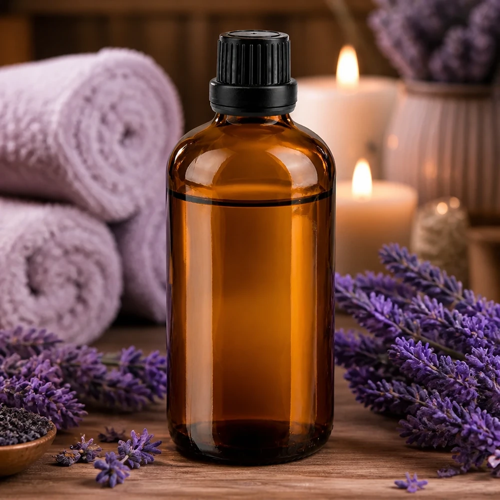 100ml Apothekerflasche Braunglas schmal zylindrisch schwarzer Verschluss 11mm Aromatherapie