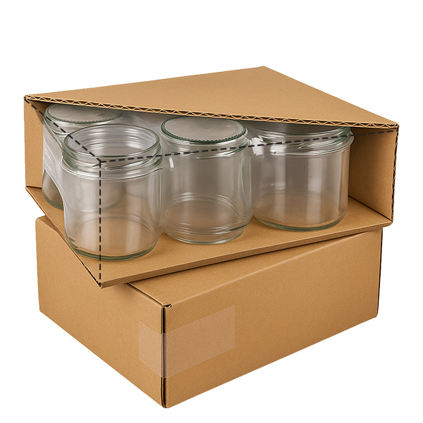 230ml Sturzglas mit BasicSeal Deckel schwarz UNiTWIST 230ml Sturzglas Set Versandverpackung Karton BasicSeal schwarz Deckel stapelbar Großpackung Vorratsgläser Lieferung