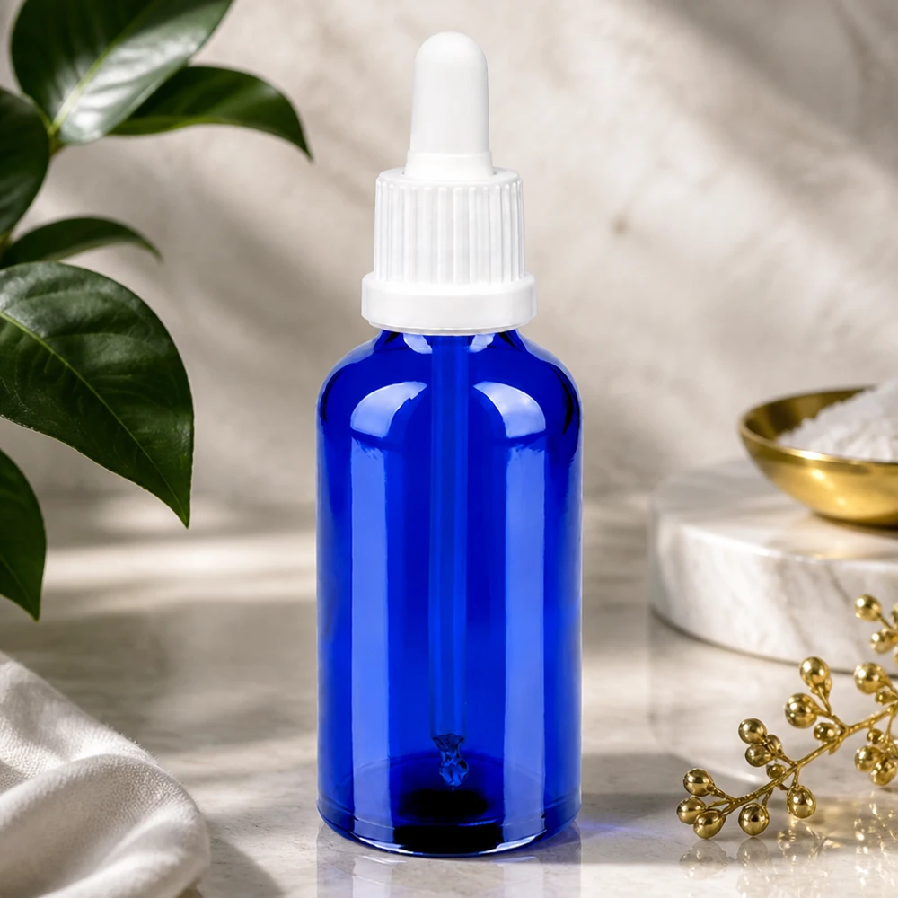 Vielseitige 50ml Glasflasche mit Pipette OV BlueLine UT18/50 für Aromatherapie