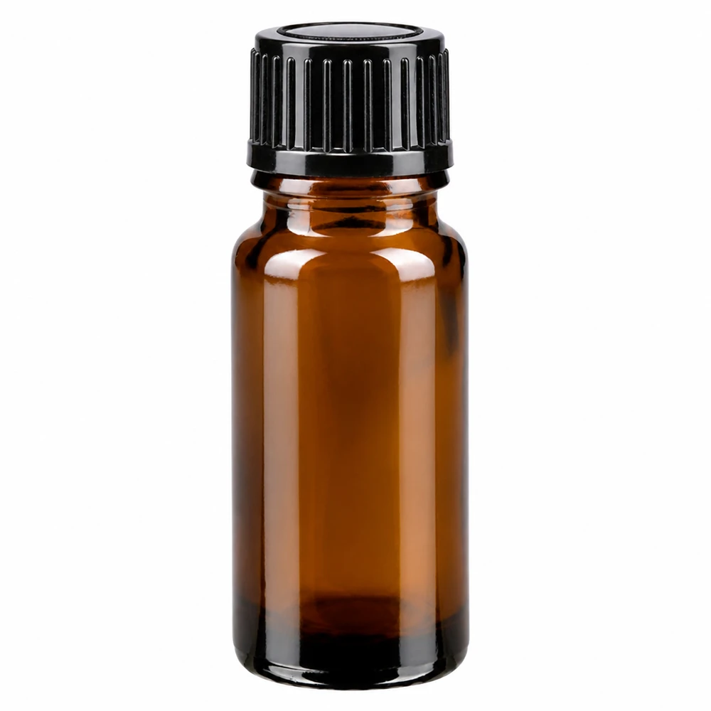 Apothekenflasche braun 10ml Tropfverschluss 1mm schwarz Standard Braune 10ml Pharmaglasflasche mit schwarzem Tropfverschluss für ätherische Öle
