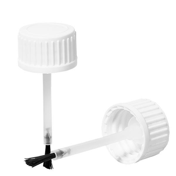 Schraubverschluss + Pinsel für 10ml Flasche weiß 18mm Schraubverschluss + Pinsel für 10ml Flasche weiß 18mm