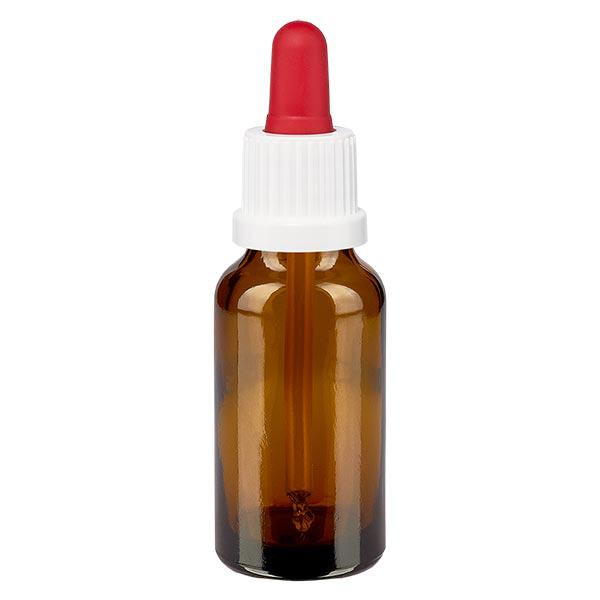 Apothekenflasche braun 20ml Pipette weiß/rot Originalitätsverschluss Apothekenflasche braun 20ml Pipette weiß/rot Originalitätsverschluss
