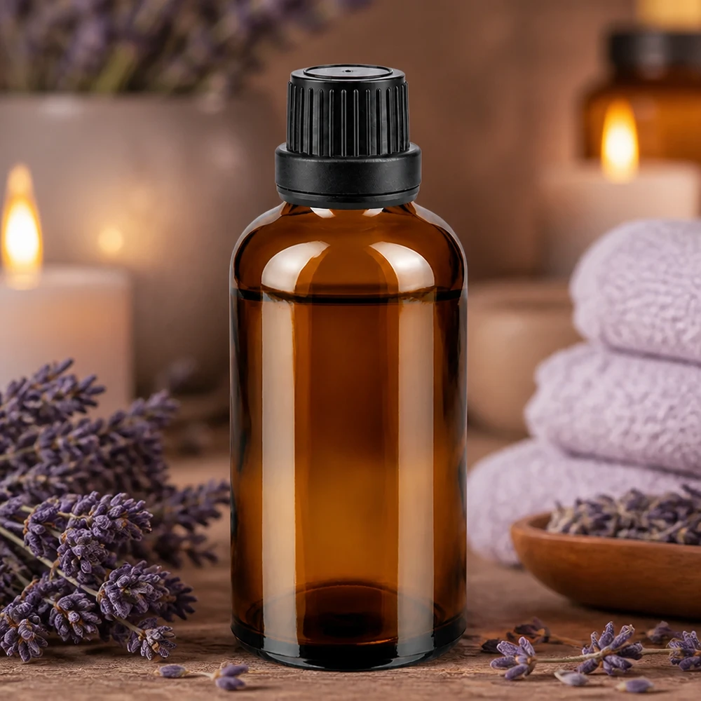 Apothekenflasche braun 50ml Schraubverschluss schwarz Dichteinlage Originalitätsverschluss Kleine Braunglasflasche 50ml mit schwarzem Sicherheitsverschluss für Kosmetik und Öle