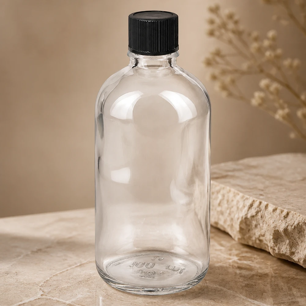 100ml Tropfflasche 1mm schwarz Standardverschluss ClearLine UT18/100 Wiederverwendbare 100ml Klarglasflasche ClearLine mit schwarzem Standardverschluss UT18