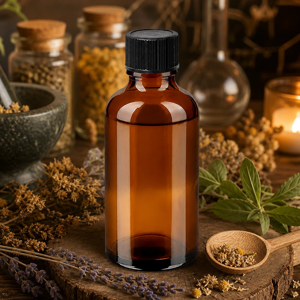 50ml BrownLine Tropfflasche mit UV-Schutz und ergonomischem schwarzem Verschluss