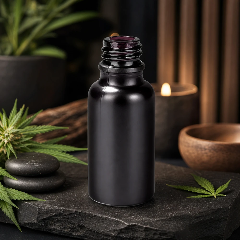 Professionelle BlackLine Apothekerflasche 20ml mit präzisem UT18/20 Gewinde für sichere Lagerung