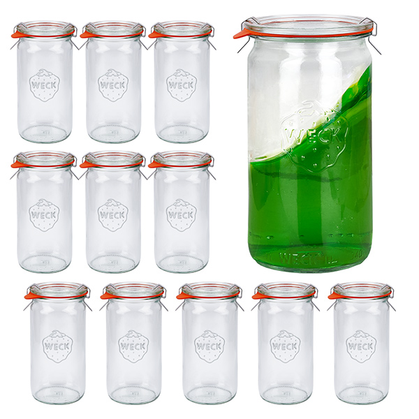 12er Set Weck Gläser 340ml Zylindergläser mit 12 Glasdeckeln 12er Set Weck Gläser 340ml Zylindergläser mit 12 Glasdeckeln