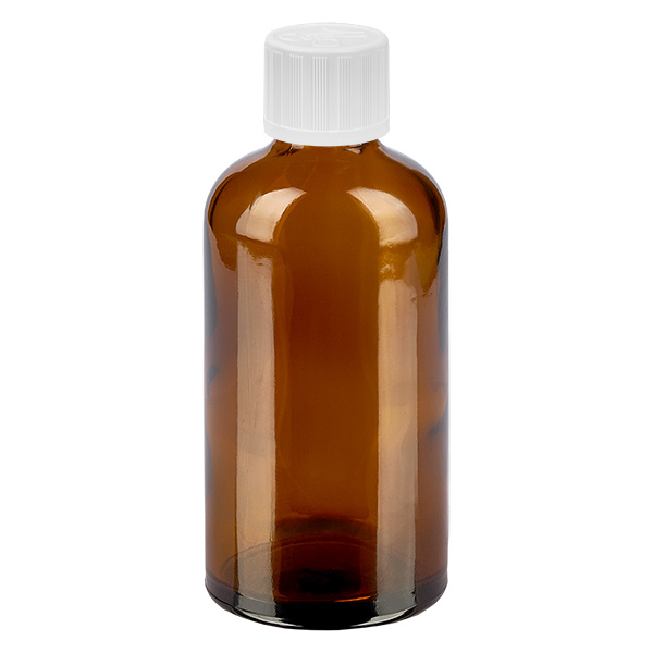 100ml Flasche 11mm Schraubverschluss weiß Standard Kindersicherung BrownL. UT18/100