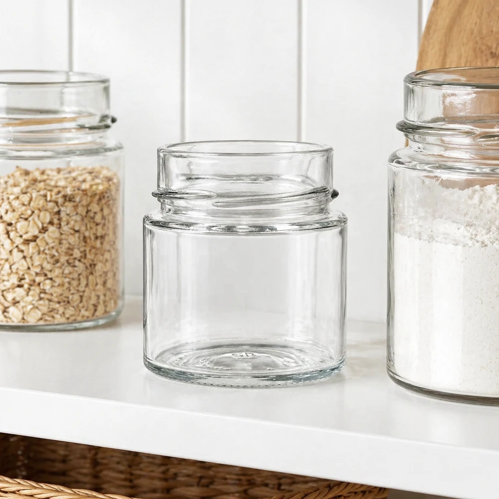 135ml Rundglas ohne Deckel (TO58deep) UNiTWIST UNiTWIST Runda135 Rundglas 135ml TO58deep leeres Glasgefäß für Küche Aufbewahrung neben gefüllten Vorratsgläsern