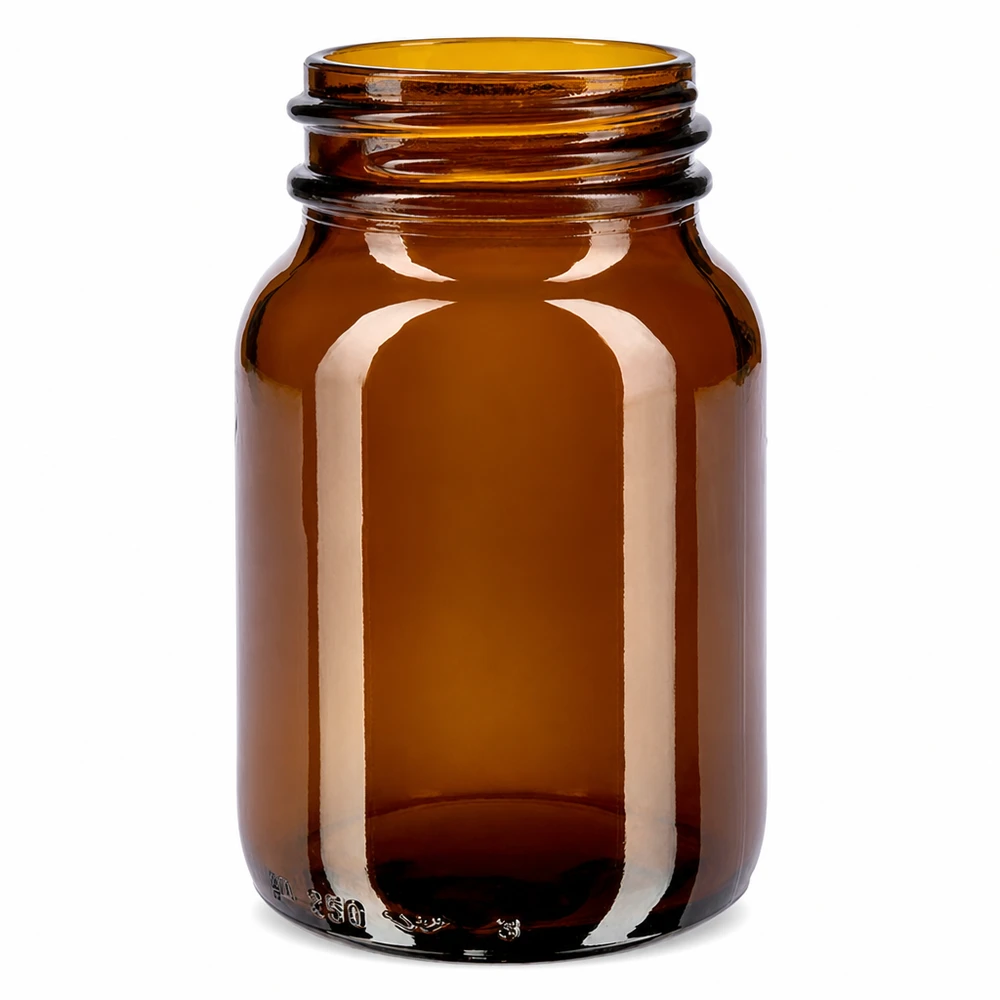250ml Weithalsflasche Braunglas Leere Glasflasche braun 250ml Weithals ideal für Cremes und Pulver