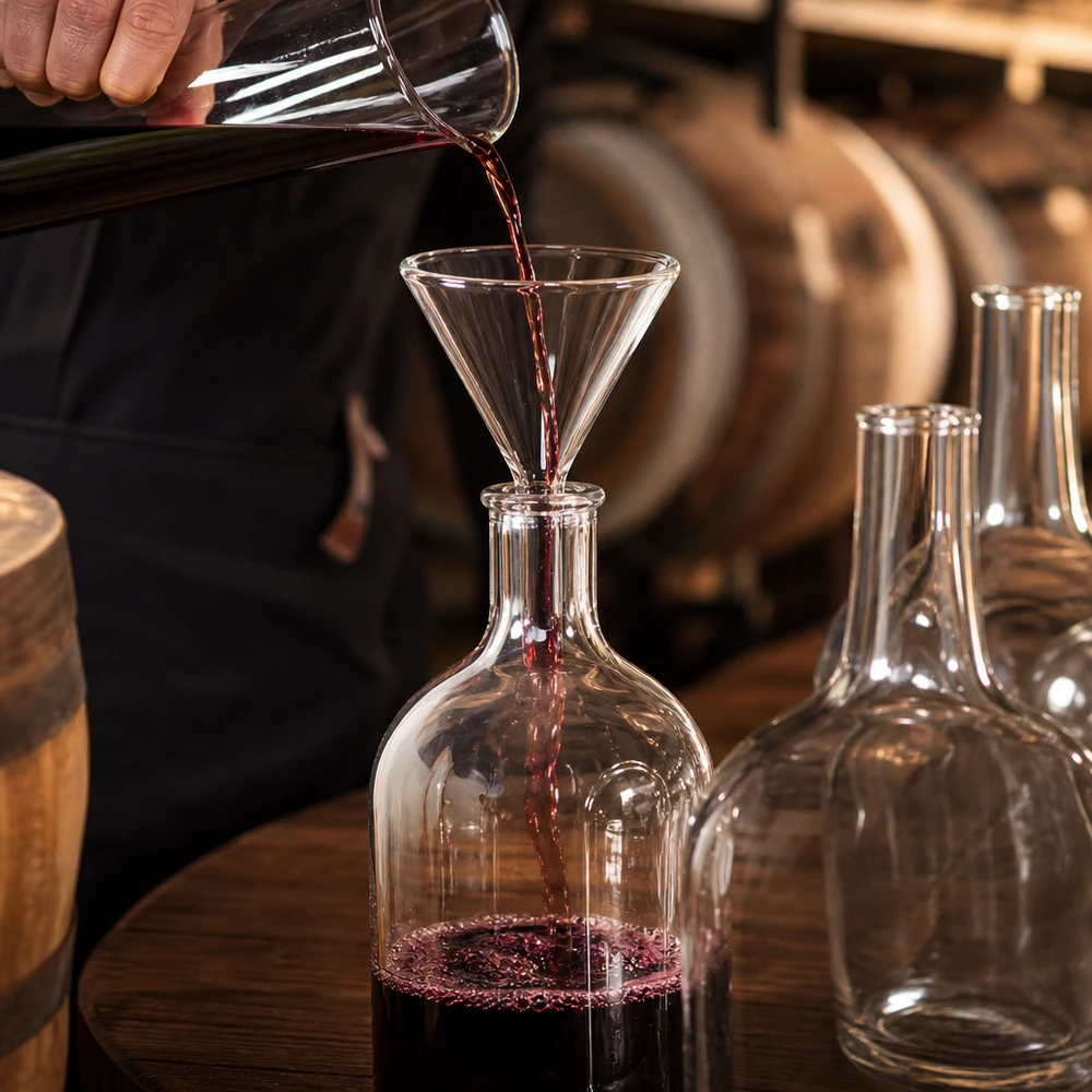 Trichter ø50mm Kalk-Soda, Winkel 60°, Kurzstil Präzisions-Glastrichter 50mm für tropffreies Umfüllen von Wein und anderen Flüssigkeiten