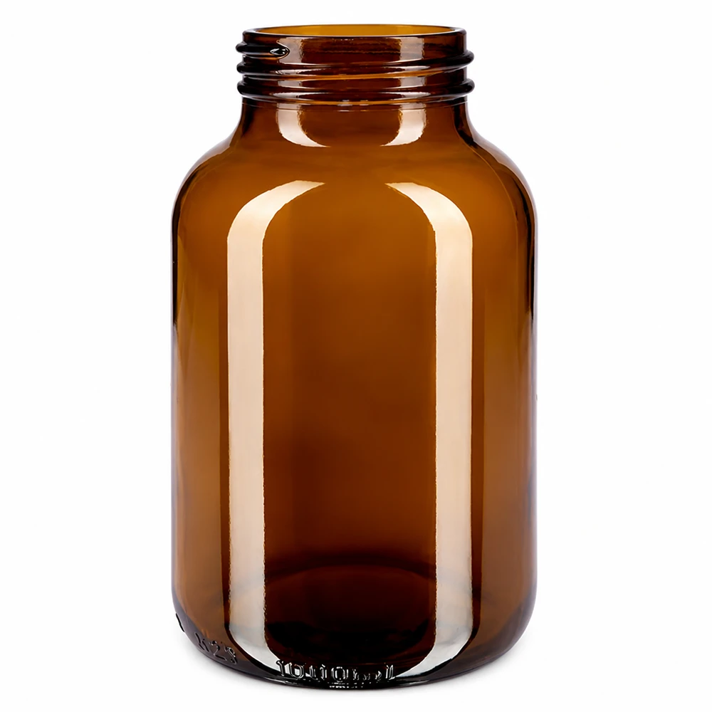1000ml Weithalsflasche Braunglas Bernsteinfarbene Glasflasche 1000ml mit breiter Öffnung für Pulver und Flüssigkeiten