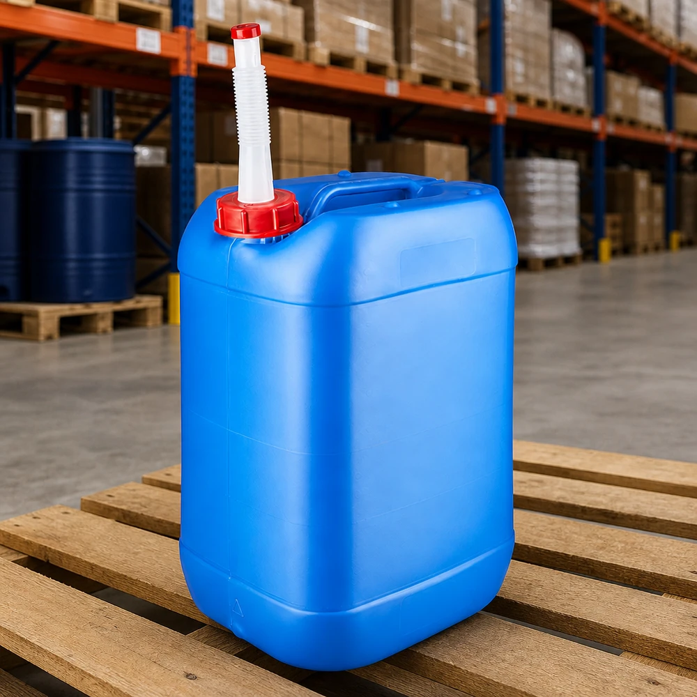 Kanister 25 Liter blau mit Auslaufrohr Flex Vorratsbehälter 25 Liter Blau mit weißem Auslaufrohr und kindersicherem Verschluss aus Kunststoff