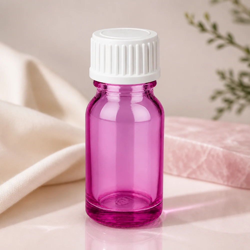 10ml (Globuli)Flasche.. 3mm Giessring weiß Standard PurpleLine. UT18/10 Elegante 10ml Glasflasche in cyclamen mit stilvollem Design für Beauty und Wellness