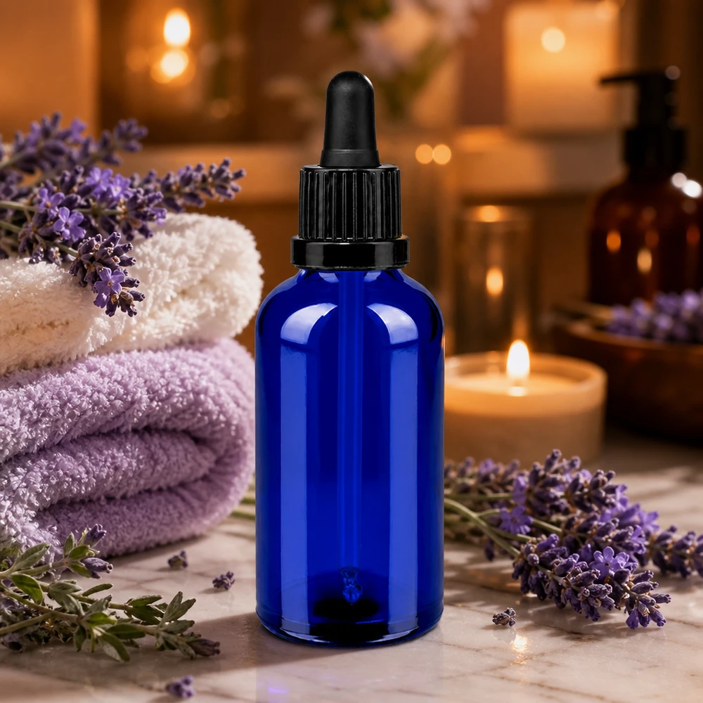 Professionelle BlueLine Pipettenflasche 50ml - robustes blaues Glas mit ergonomischem Design