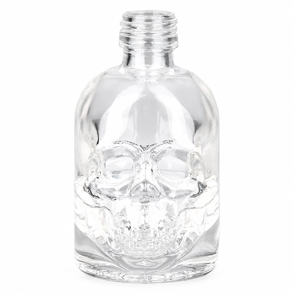 50ml Glasflasche Hector Totenkopf-Design ohne Verschluss UNiTWIST transparent für Spirituosen und Sammler