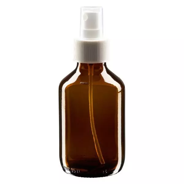 150ml Medizinflasche braun, Pumpzerstäuber weiß ApoGlas