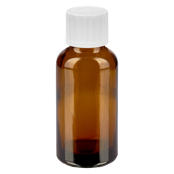30ml Flasche 11mm Schraubverschluss weiß Standard Kindersicherung BrownLine UT18/30