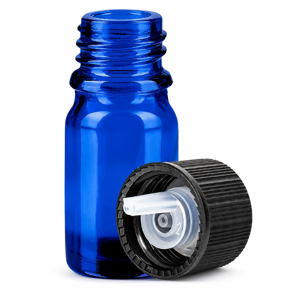 5ml Tropfflasche 1mm schwarz Standardverschluss BlueLine UT18/5 Hochwertige 5ml Tropfflasche mit UV-Schutz durch blaues Glas und praktischem Tropfverschluss