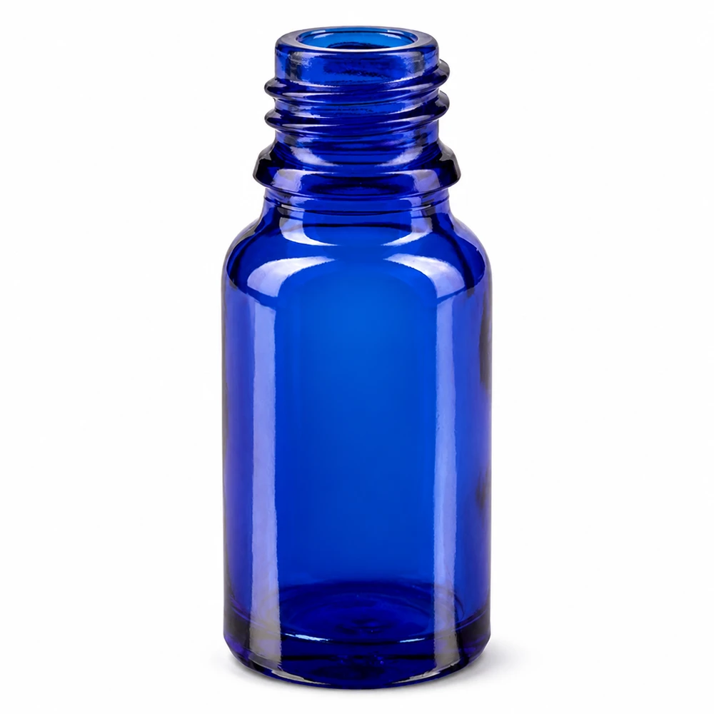 10ml Glasflasche in intensivem Blau mit praktischem Schraubverschluss für kleine Mengen