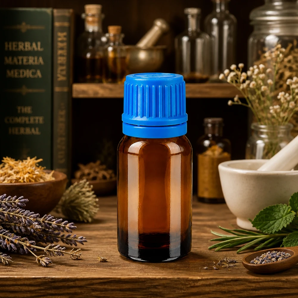 10ml BrownLine Flasche mit ergonomischem blauen Verschluss für einfache Handhabung