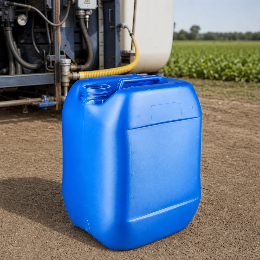 Kanister 10 Liter blau ohne Verschluss Stapelbarer blauer Leerkanister 10 Liter ohne Verschluss für Agrarchemikalien im Außenbereich